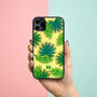 Yellow Geometric Pattern With Green Leaves iPhone Case, thumbnail 1 of 2