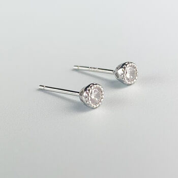 Sterling Silver Circular Crystal Stud Earrings, 2 of 4