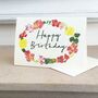 'Happy Birthday' Floral Garland Greetings Card, thumbnail 1 of 7