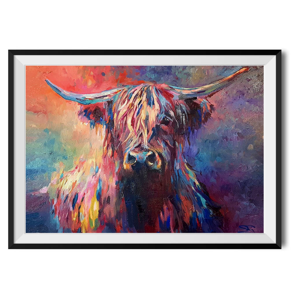 Canvas cow art fun cow art cow art prints cow decor fine art paper or canvas cow print from original canvas cow painting Cow art print