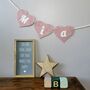 Heart Shaped Bunting In Dusky Pink For Girls Baby Room, thumbnail 2 of 12