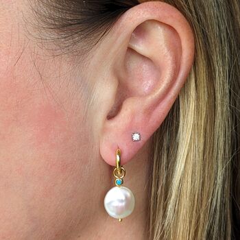 Baroque Pearl And Turquoise Drop Earrings, 4 of 7
