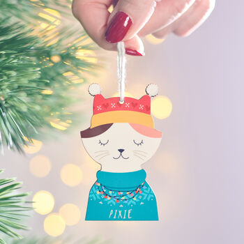Personalised Christmas Cat Hanging Decoration, 3 of 7