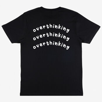 Overthinking Slogan T Shirt In Black, 2 of 2