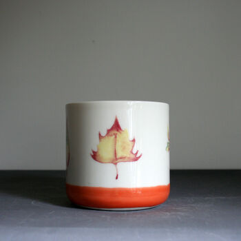 Ceramic Mug Orange Leaf Design, 2 of 4