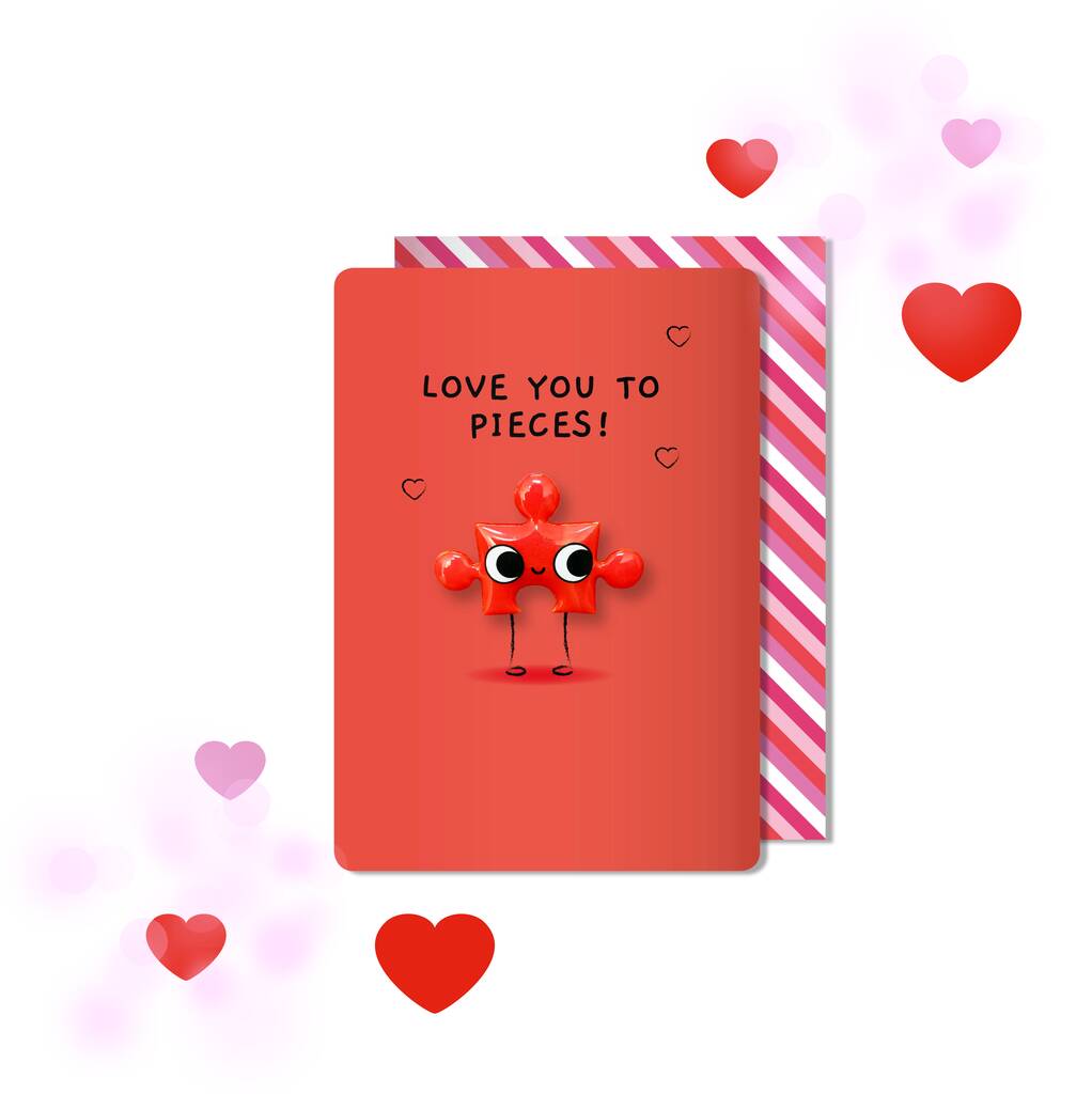 Valentine Love You To Pieces Puzzle Magnet Card By Pango Productions