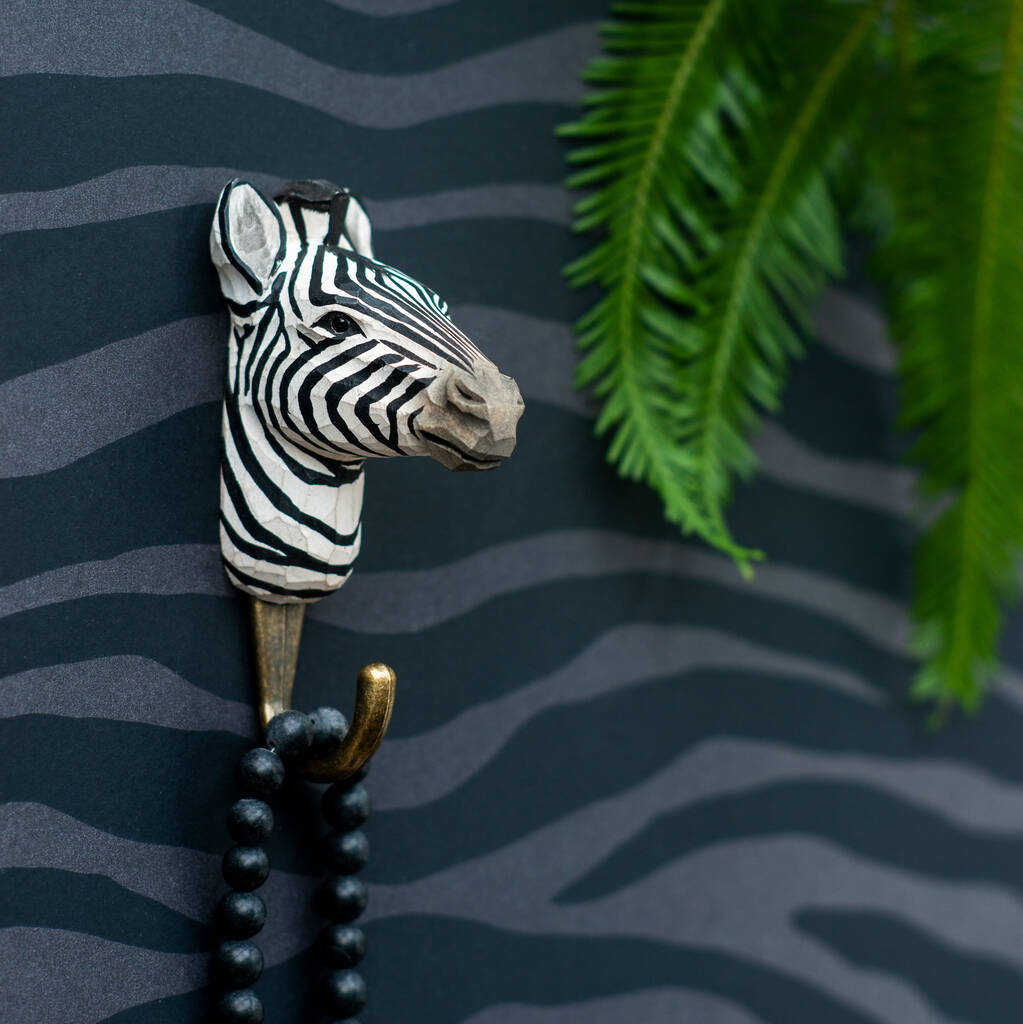 Carved Wooden Zebra Hook By horsfall & wright
