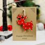 Personalised Reindeer Red Christmas Decoration And Card, thumbnail 8 of 8