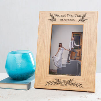 Personalised Engraved Mr And Mrs Wedding Photo Frame, 3 of 8