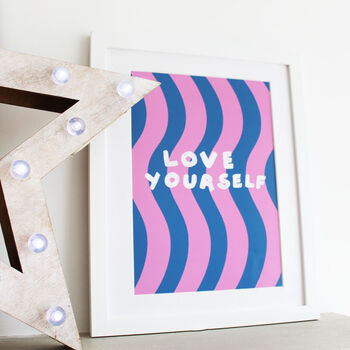 'Love Yourself' Wave Typography Art Print, 2 of 3