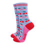 Women's Strawberry And Cherries Fruit Bamboo Socks Blue, thumbnail 1 of 4