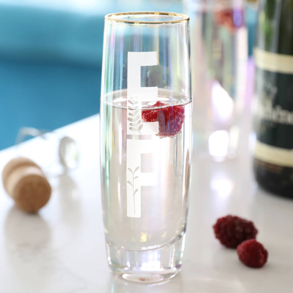 Personalised Initials Iridescent Stemless Glass By Lisa Angel