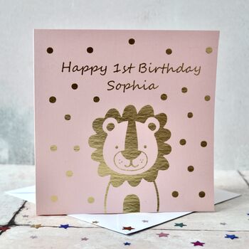Birthday Lion Gold Foil Personalised Card, 3 of 3