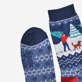 Men's Bamboo Socks Christmas Man And His Dog, 4 of 5