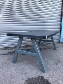Industrial A Frame Solid Steel Top And Metal Table 566, 5 of 5