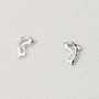 Sterling Silver Minimalist Dolphin Stud Earrings, thumbnail 3 of 6