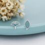 Mismatched Enamel Beech And Ginkgo Leaf Stud Earrings In Sterling Silver, thumbnail 2 of 12