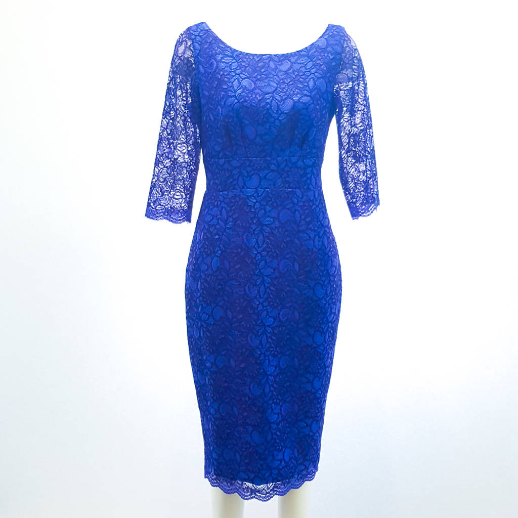 Royal Blue Lace Pencil Dress By Cherilyn Leeson | notonthehighstreet.com