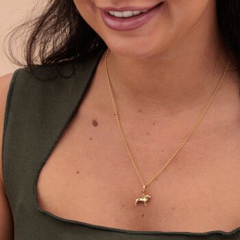 18ct Gold Sausage Dog Charm Necklace, 3 of 6