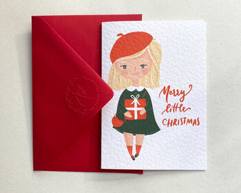 Personalised Little Girl Christmas Greetings Card, 4 of 7