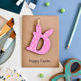 Personalised Easter Card Wooden Letter Bunny Pink, thumbnail 2 of 2