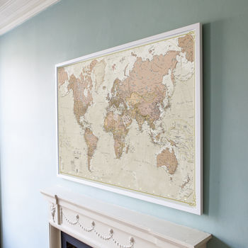 Framed Antique Map Of The World By Maps International ...