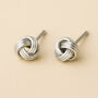 Micro Sterling Silver Love Knot Stud Earrings, thumbnail 1 of 5