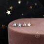 Moonstone Star Stud Earrings In Sterling Silver, thumbnail 1 of 11