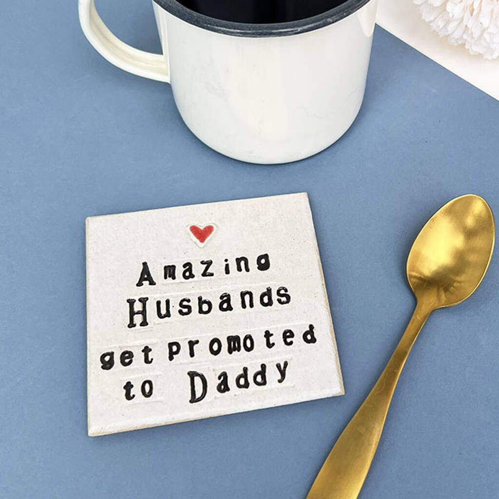 Husband To Daddy Ceramic Coaster Pregnancy Reveal Gift, 1 of 10