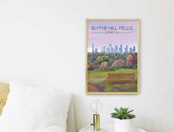 Blythe Hill Fields London Park Travel Poster Art Print, 2 of 8