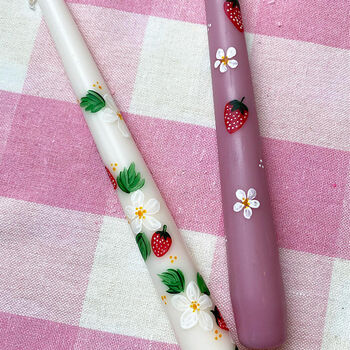 Hand Painted Strawberry Tapered Candles, 4 of 4
