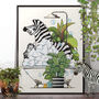 Zebra In Bubble Bath, Funny Bathroom Poster, Home Decor, thumbnail 1 of 7