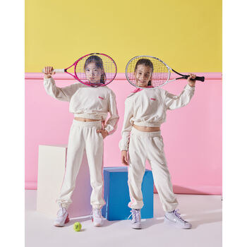 Shine Girls Cotton Tracksuit – Ecru And Pink, 4 of 4