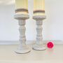 Pair Of Antique Hand Painted Pillar Candlesticks~ 13, thumbnail 2 of 6