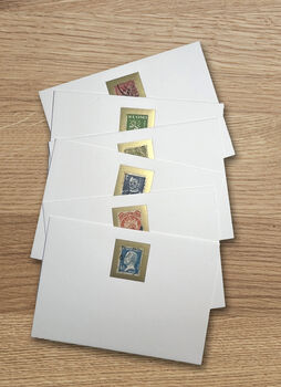 Philatélie Letterpress Notecard Set Featuring Vintage Stamps, 2 of 3