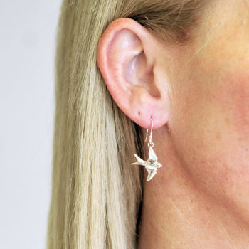 Swallow Earrings In Sterling Silver, 3 of 8