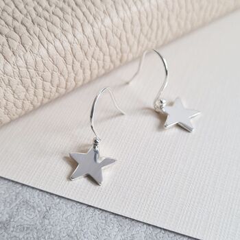 Sterling Silver Star Drop Earrings, 4 of 7