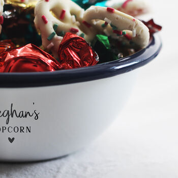 Personalised Enamel Popcorn Bowl, 4 of 4