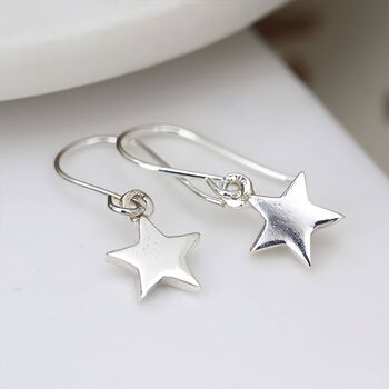 Sterling Silver Star Drop Earrings, 5 of 11
