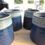 Set Of Four Reactive Glaze Brûlée Mugs In Denim, thumbnail 8 of 8