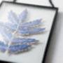 Embroidered Blue Fern Leaf Framed Art, thumbnail 2 of 4