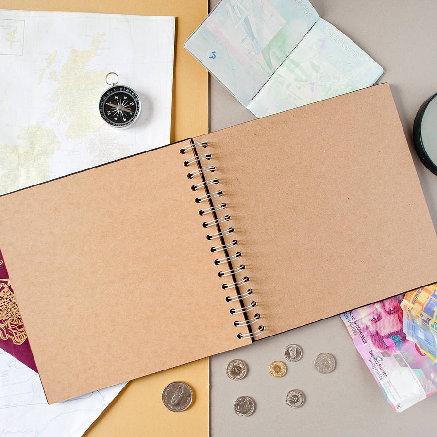 personalised 'adventures' travel keepsake journal by the little picture