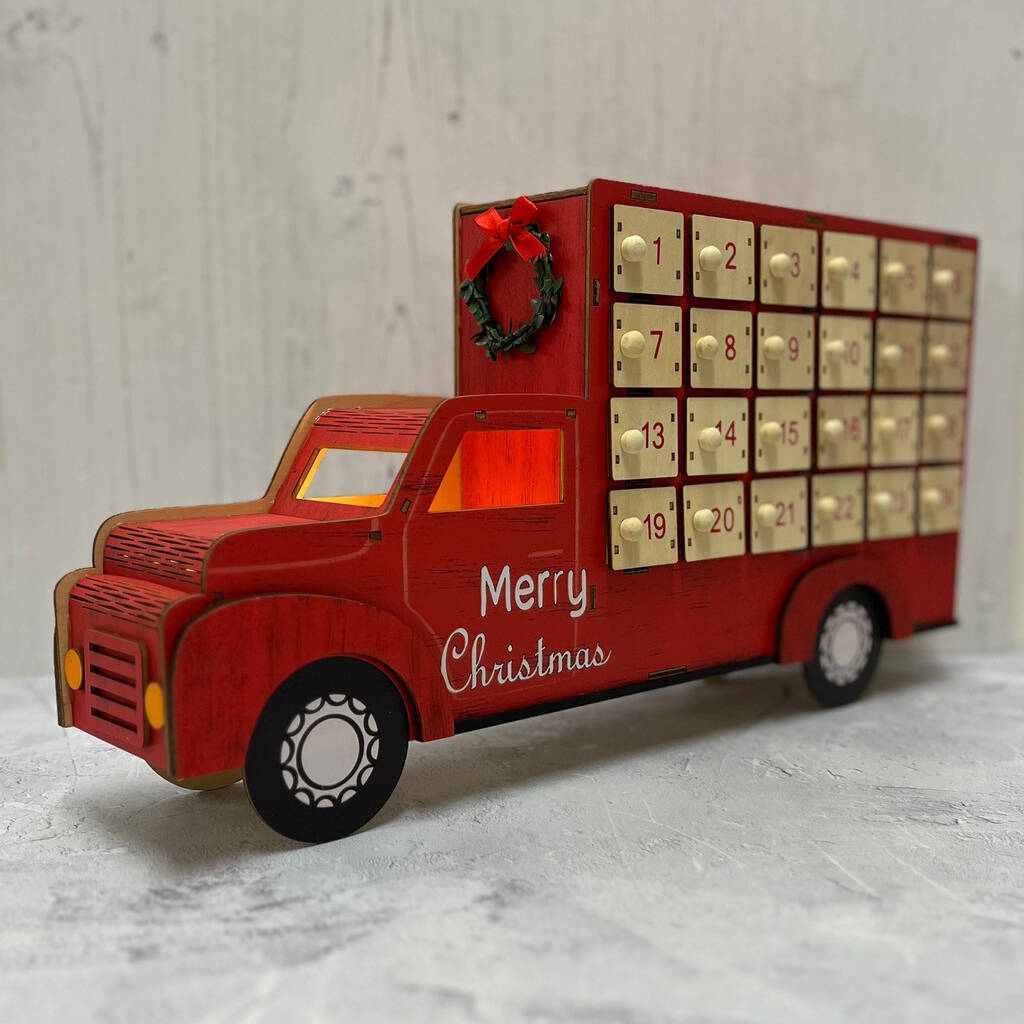 Wooden Truck Advent Calendar With LED Lights, 1 of 10