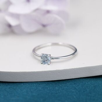 Genuine Aquamarine Stone Ring In Sterling Silver, 4 of 11