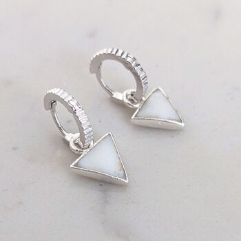 Triangle Mother Of Pearl Sterling Silver Earrings, 2 of 6