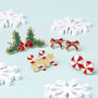 Holly And Peppermint Gold Plated Christmas Earring Set, thumbnail 1 of 7