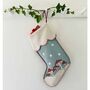 Enchanted Mushroom Christmas Stocking In Hand Embroidered Luxury Wool, thumbnail 1 of 2