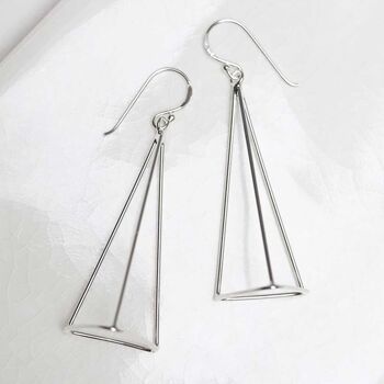 Sterling Silver Dangly Trigonal Pyramid Earrings, 3 of 9