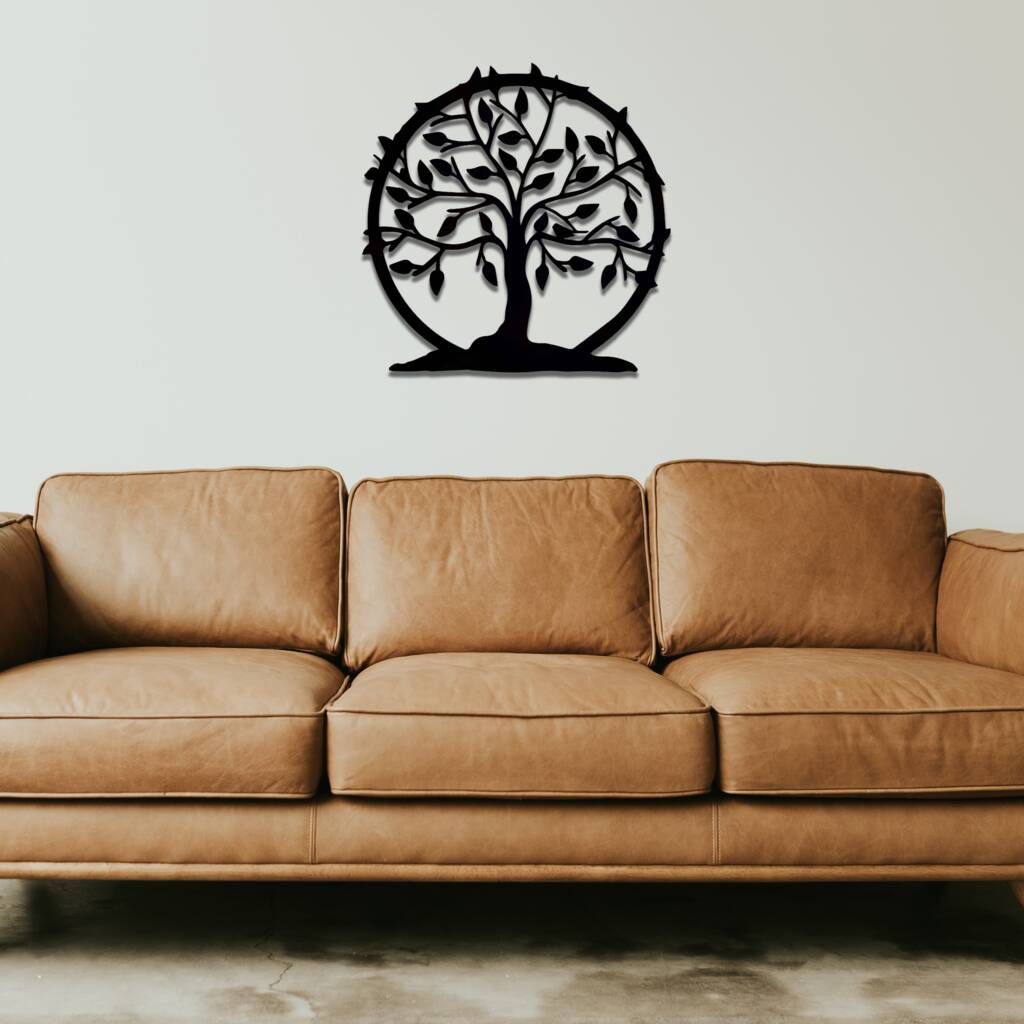 Wooden Tree Of Life Wall Art, Circular Tree Wall Decor By Duke Craft