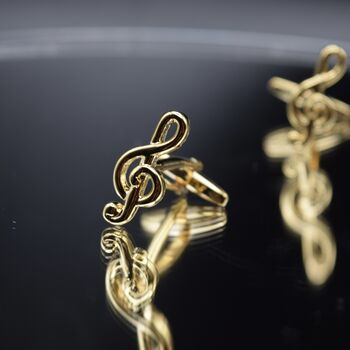 Treble Clef Gold Cufflinks Music Note Gift Music Accessory, 2 of 5